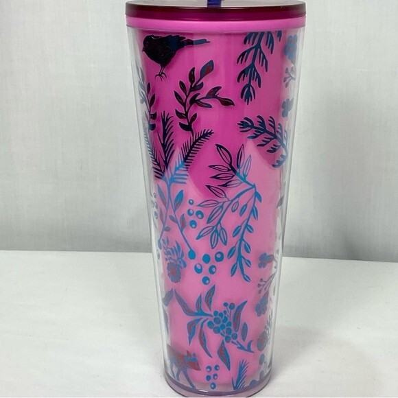 Starbucks Pink Woodland Lace Tumbler Venti Travel Cup 24-Oz New 2022 Holiday - Picture 2 of 6